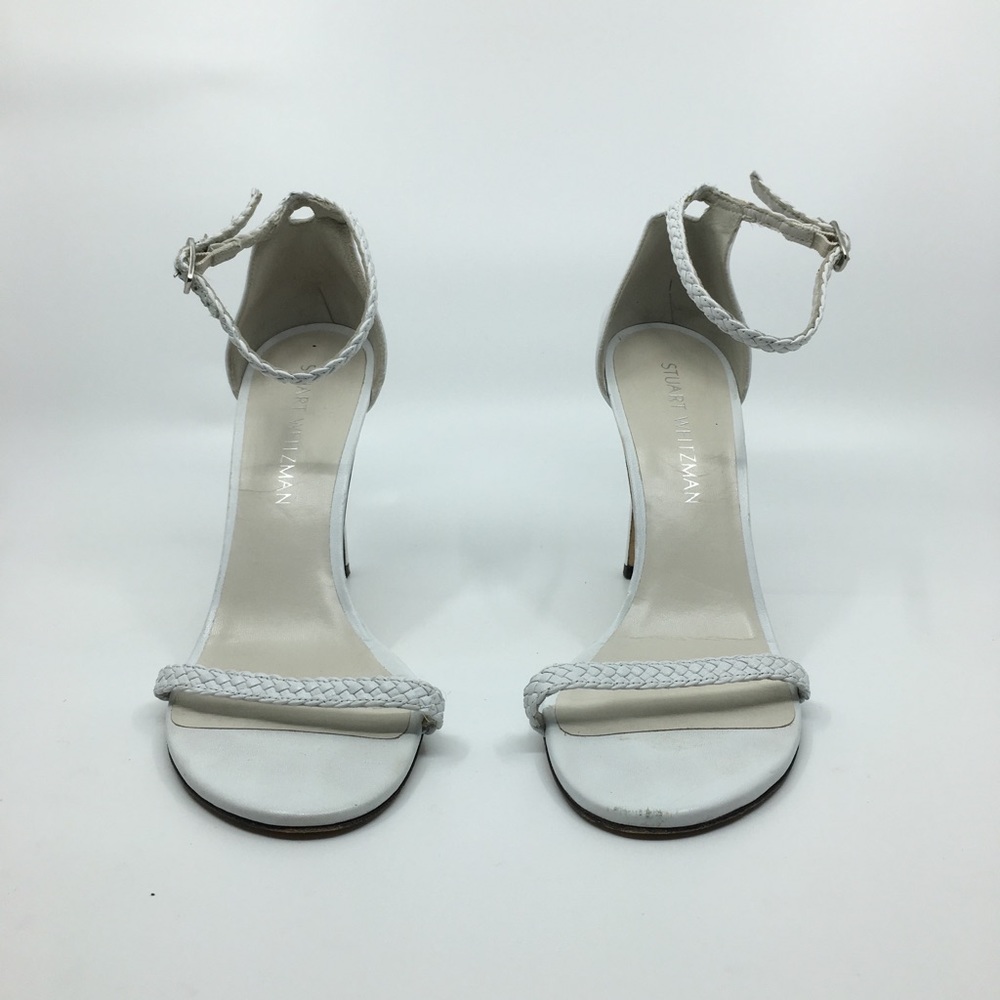 Stuart Weitzman white braided heels